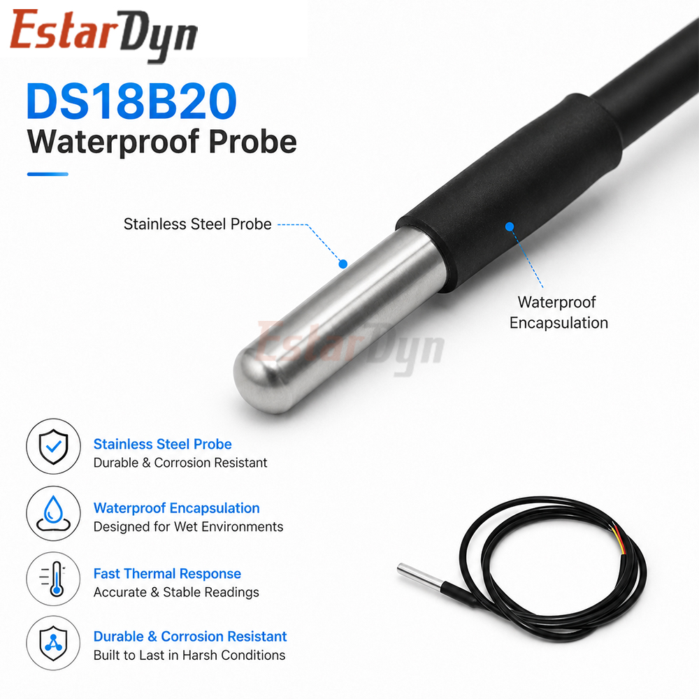 مستشعر درجة الحرارة الرقمي الم - مراجعة Ds18B20 Temperature Sensor وسعره