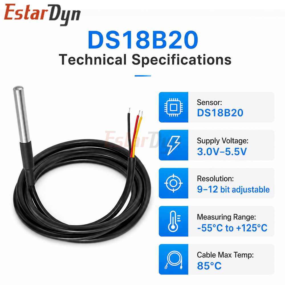 مستشعر درجة الحرارة الرقمي الم - مراجعة Ds18B20 Temperature Sensor وسعره