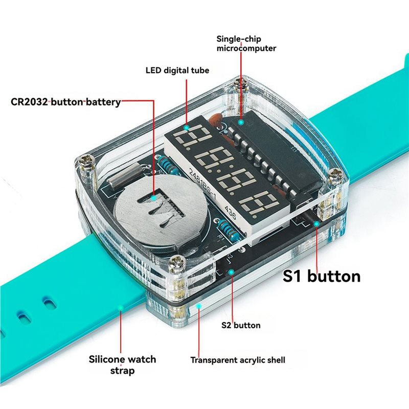 طقم ساعة LED إلكترونية للتركيب - مراجعة Diy Electronics Watch وسعره